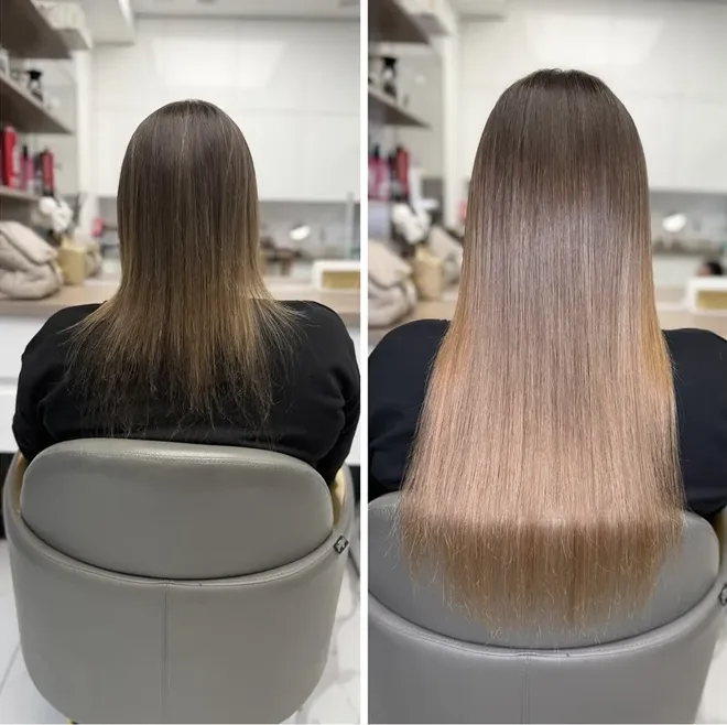Efekt przedłużania włosów dziewiczych — Hair Solution Clinic