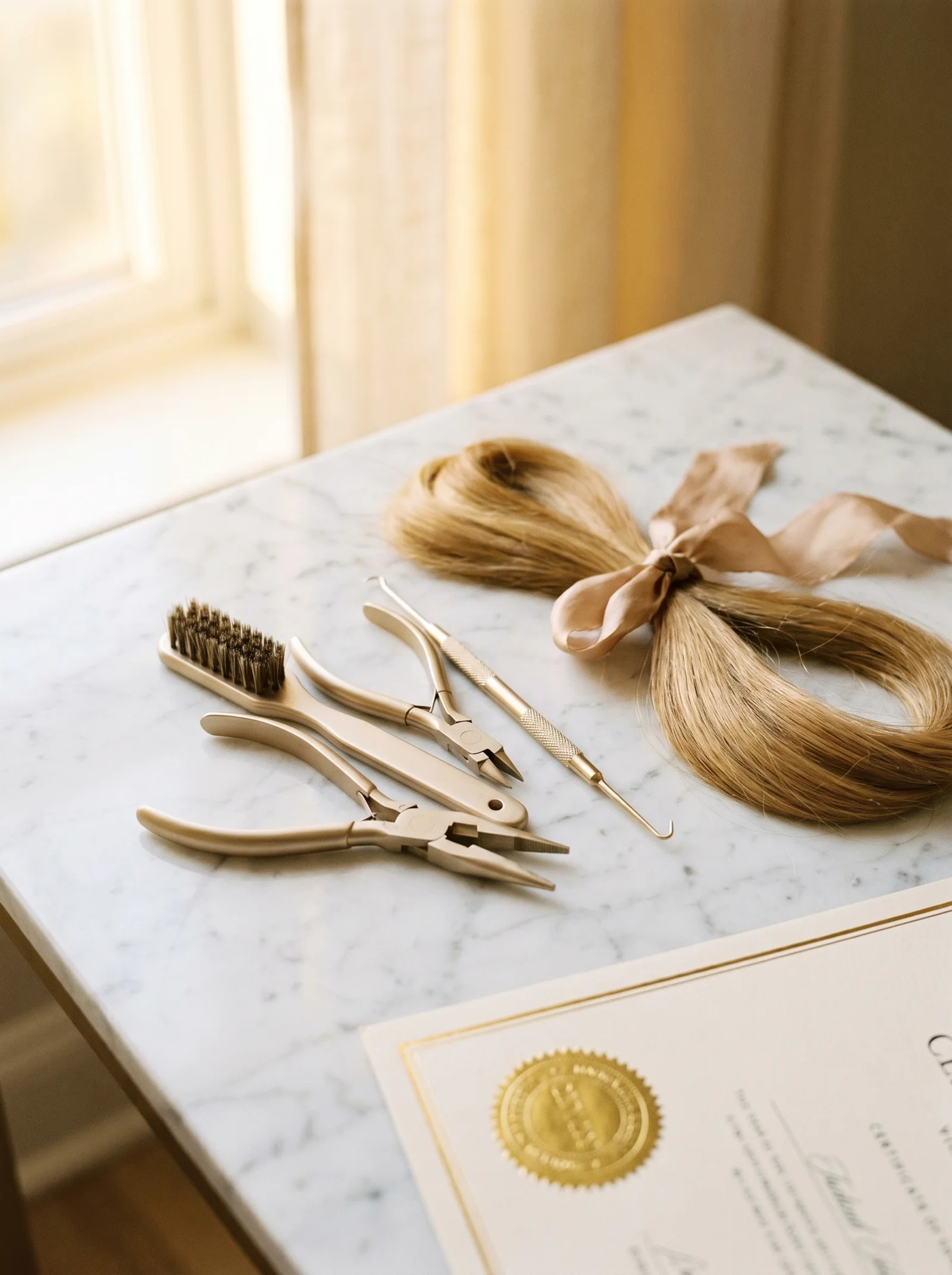 Szkolenia z przedłużania włosów Wrocław — narzędzia stylistki i certyfikat akademii Hair Solution
